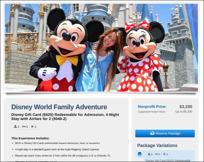 Kids and families will love a trip to Disney World as a silent auction donation.