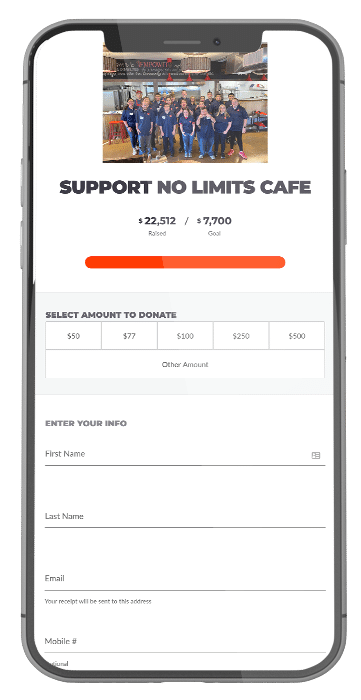 No Limits Cafe Text2Give Website