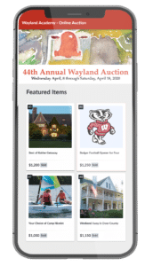 Wayland Academy Online Auction UI Image 