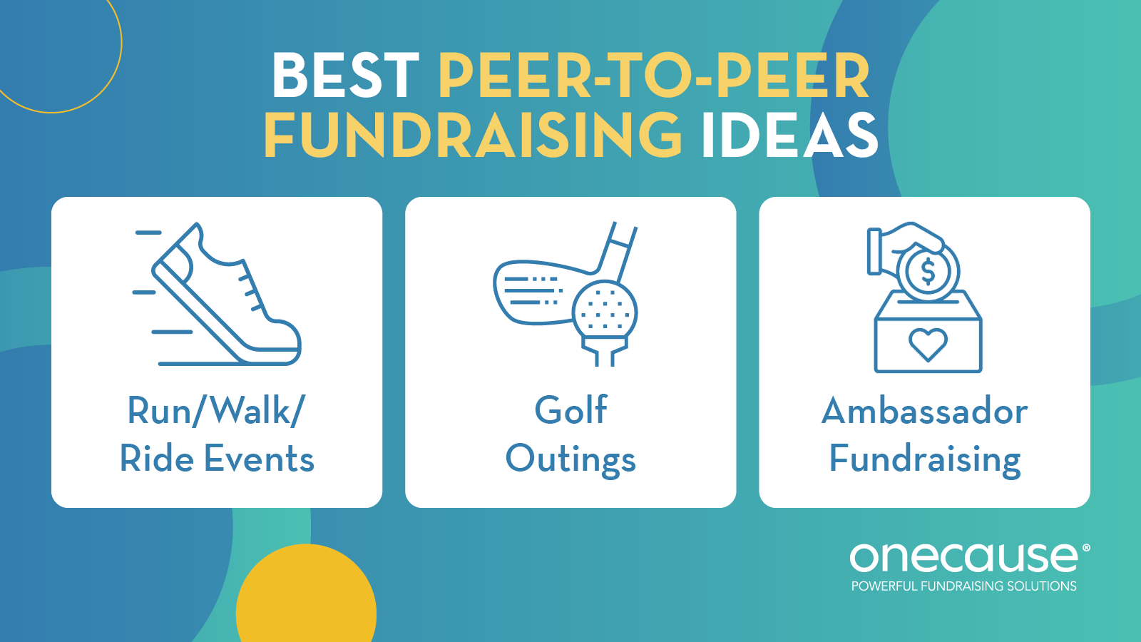 This image lists the best peer-to-peer fundraising ideas, also covered in the text below.
