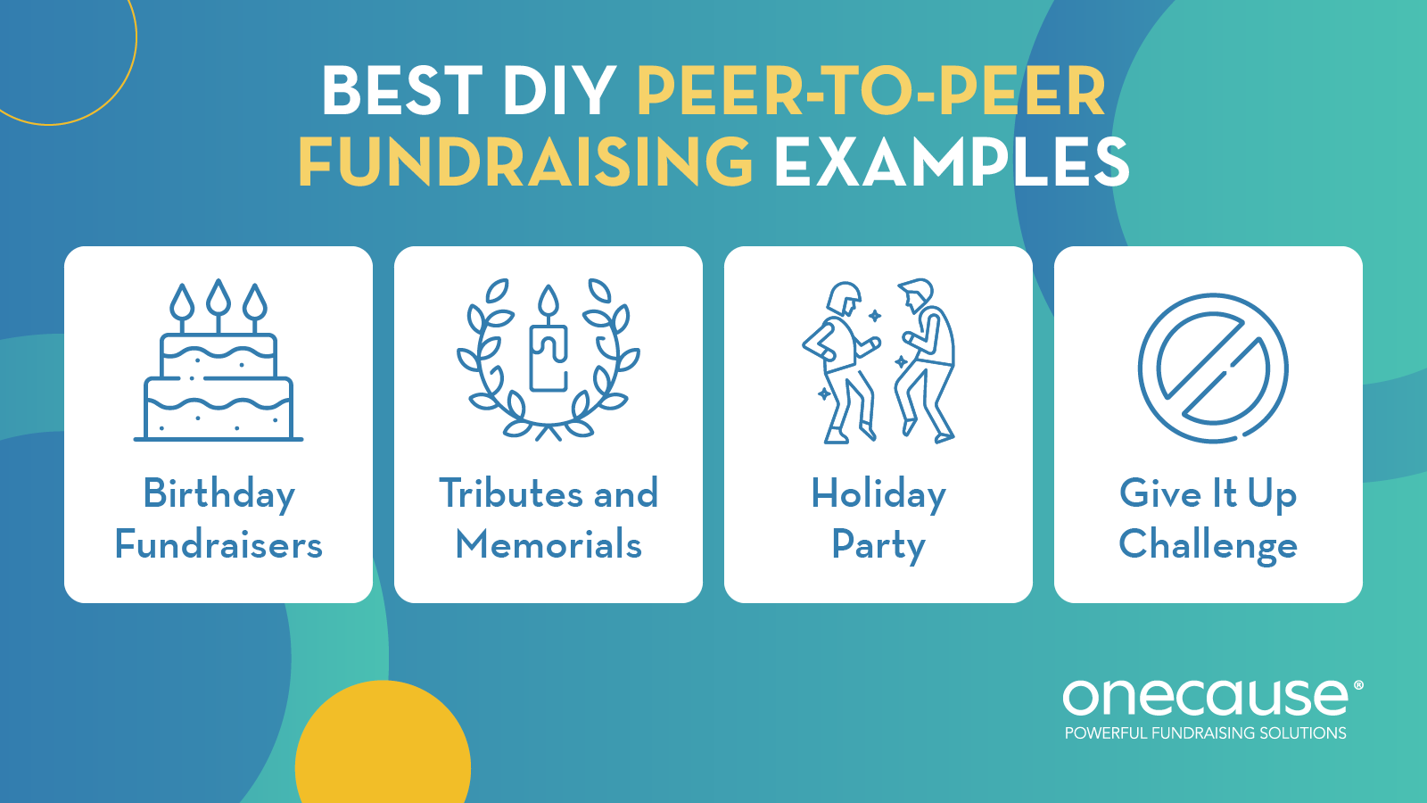 This image lists the best DIY peer-to-peer fundraising ideas, also covered in the text below.