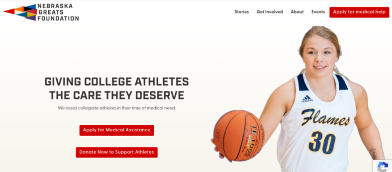 This image shows the Nebraska Greats Foundation’s donation page.