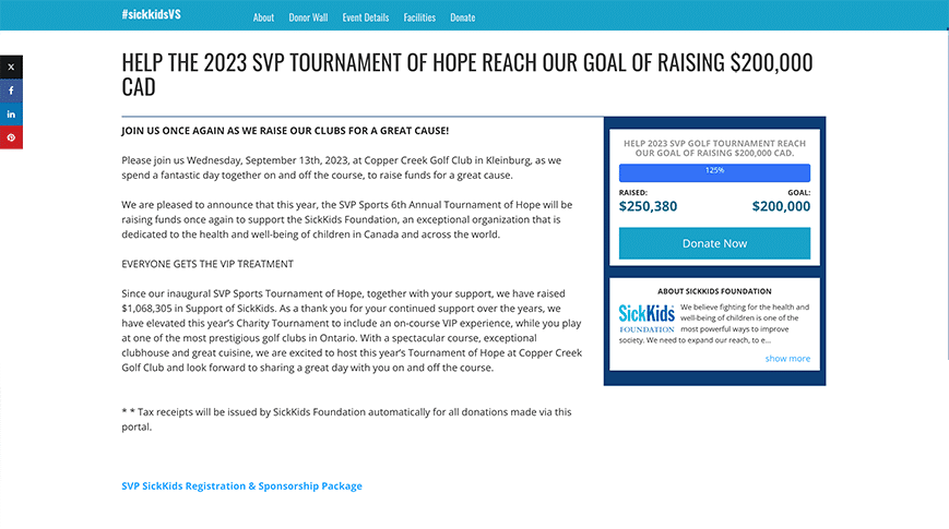 SickKids led an engaging charity golf tournament that earned them over $200,000.