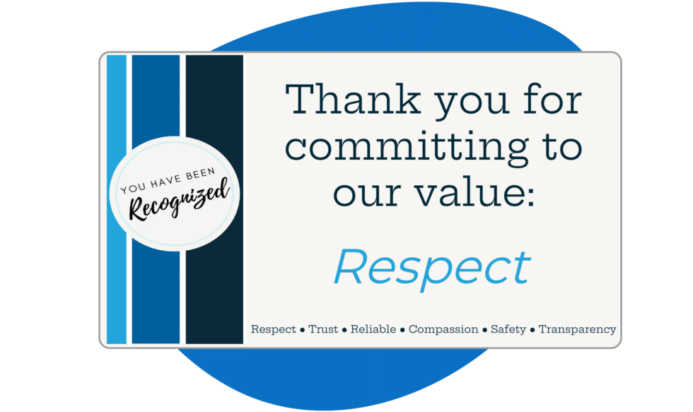 Create board recognition eCards like this one that says “Thank you for committing to our value: Respect.”