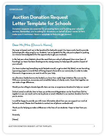 Auction Donation Request Letter Template for Schools